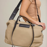 OLEADA NYC Convertible Travel Bags > Work-to-Travel Duffle Bags > Organized Carry Bags > Water-Resistant Vegan Bags > Stylish Multi-Use Bags Color_Tan Anywear AnyDuffle Travel