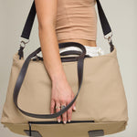 OLEADA NYC Convertible Travel Bags > Work-to-Travel Duffle Bags > Organized Carry Bags > Water-Resistant Vegan Bags > Stylish Multi-Use Bags Color_Tan Anywear AnyDuffle Travel