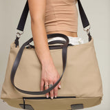 OLEADA NYC Convertible Travel Bags > Work-to-Travel Duffle Bags > Organized Carry Bags > Water-Resistant Vegan Bags > Stylish Multi-Use Bags Color_Tan Anywear AnyDuffle Travel