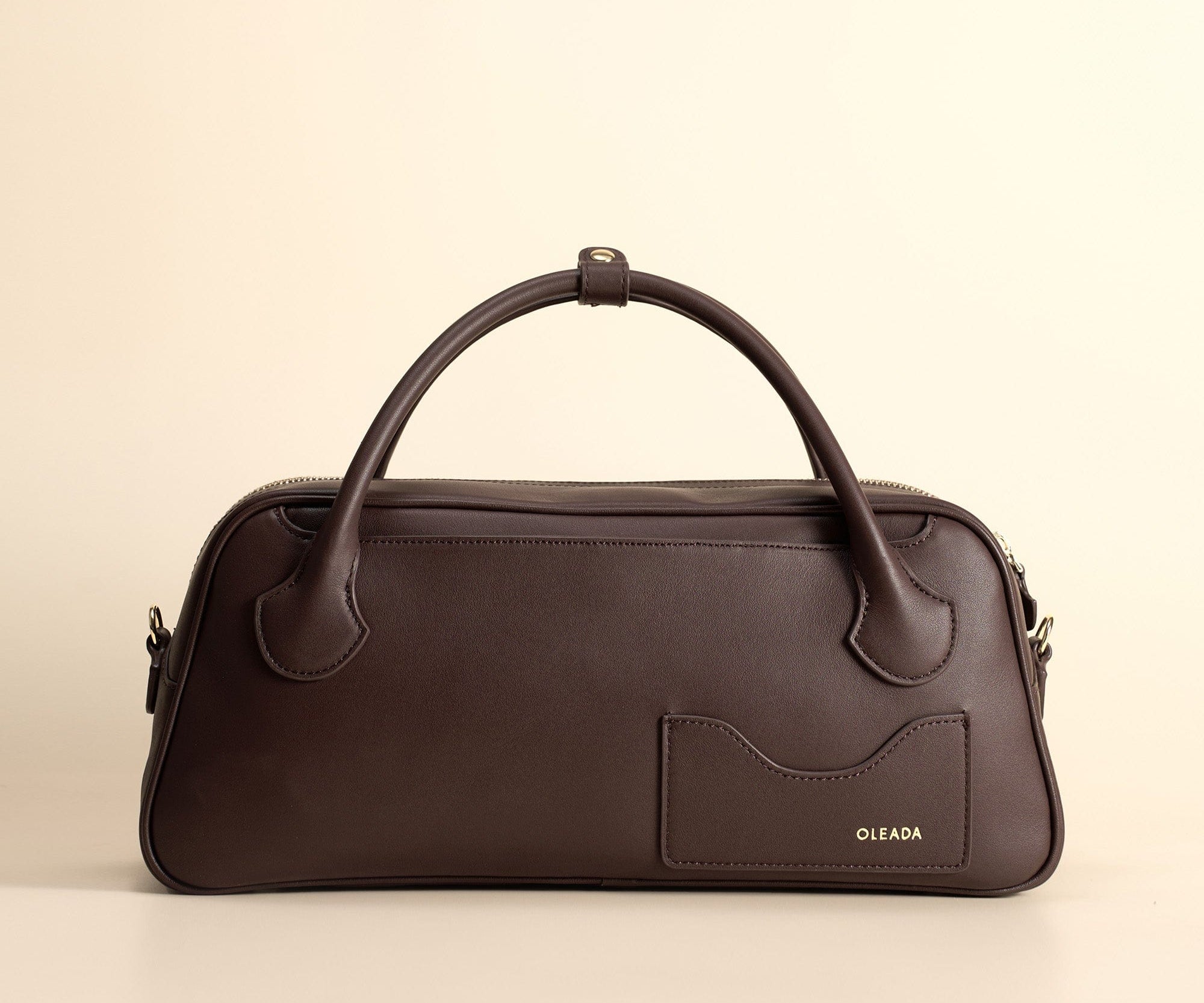 OLEADA NYC Hand Bag > Leather Tote Bag For Women > Mini Handbag > Convertible To Shoulder Bag > Fits iPad Mini> Color_Chocolate / No Strap Mini Marina Carryall