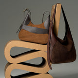 OLEADA NYC Hobo Bag > Leather Hobo Bag For Women > Mini Handbag > Convertible To Shoulder Bag > Fits 14" laptop> Color_Mocha Marina Hobo