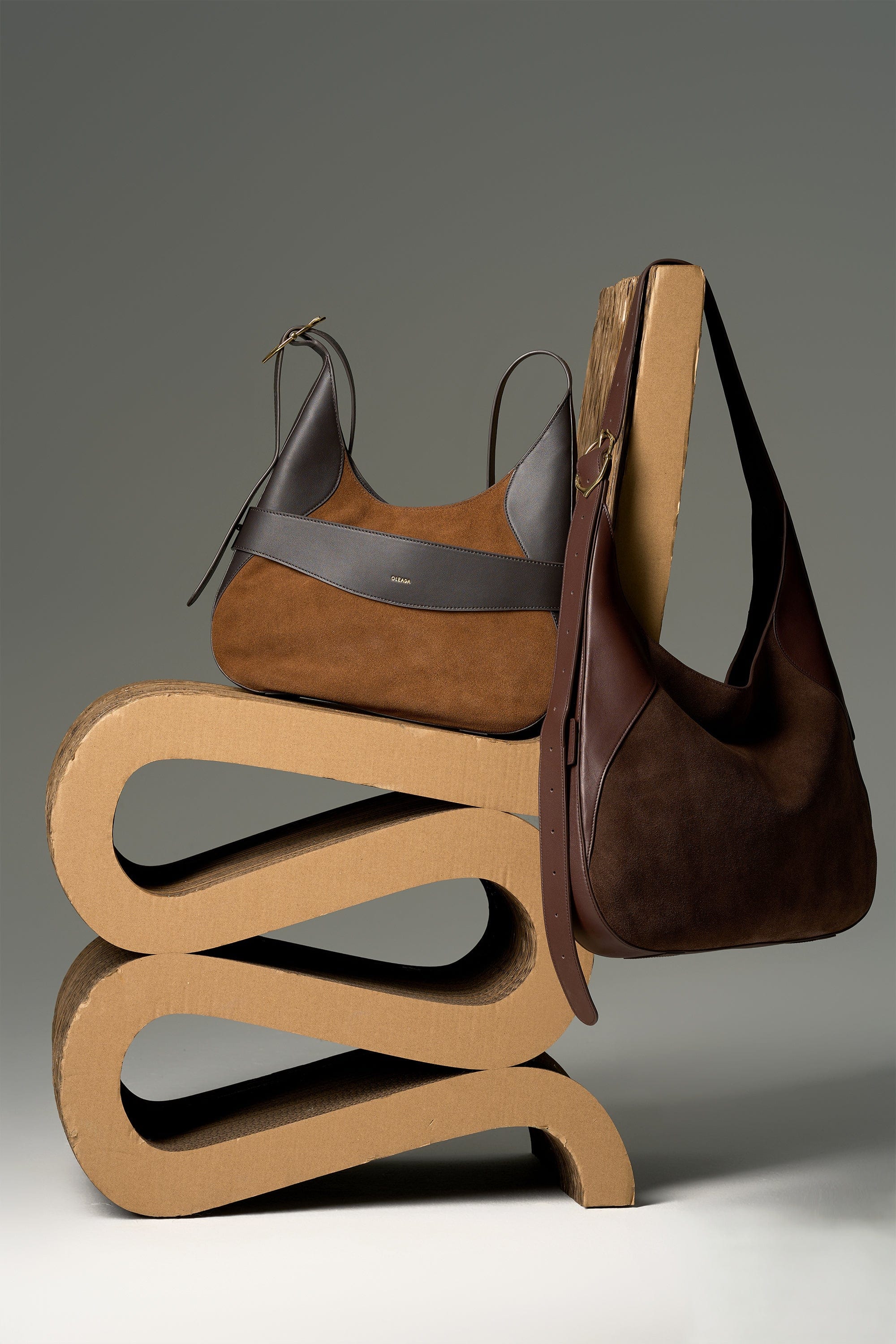 OLEADA NYC Hobo Bag > Leather Hobo Bag For Women > Mini Handbag > Convertible To Shoulder Bag > Fits 14" laptop> Color_Mocha Marina Hobo