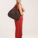 OLEADA NYC Hobo Bag > Leather Hobo Bag For Women > Mini Handbag > Convertible To Shoulder Bag > Fits 14" laptop> Color_Mocha Marina Hobo