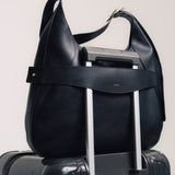 OLEADA NYC Hobo Bag > Leather Hobo Bag For Women > Mini Handbag > Convertible To Shoulder Bag > Fits 14" laptop> Color_Onyx Marina Hobo