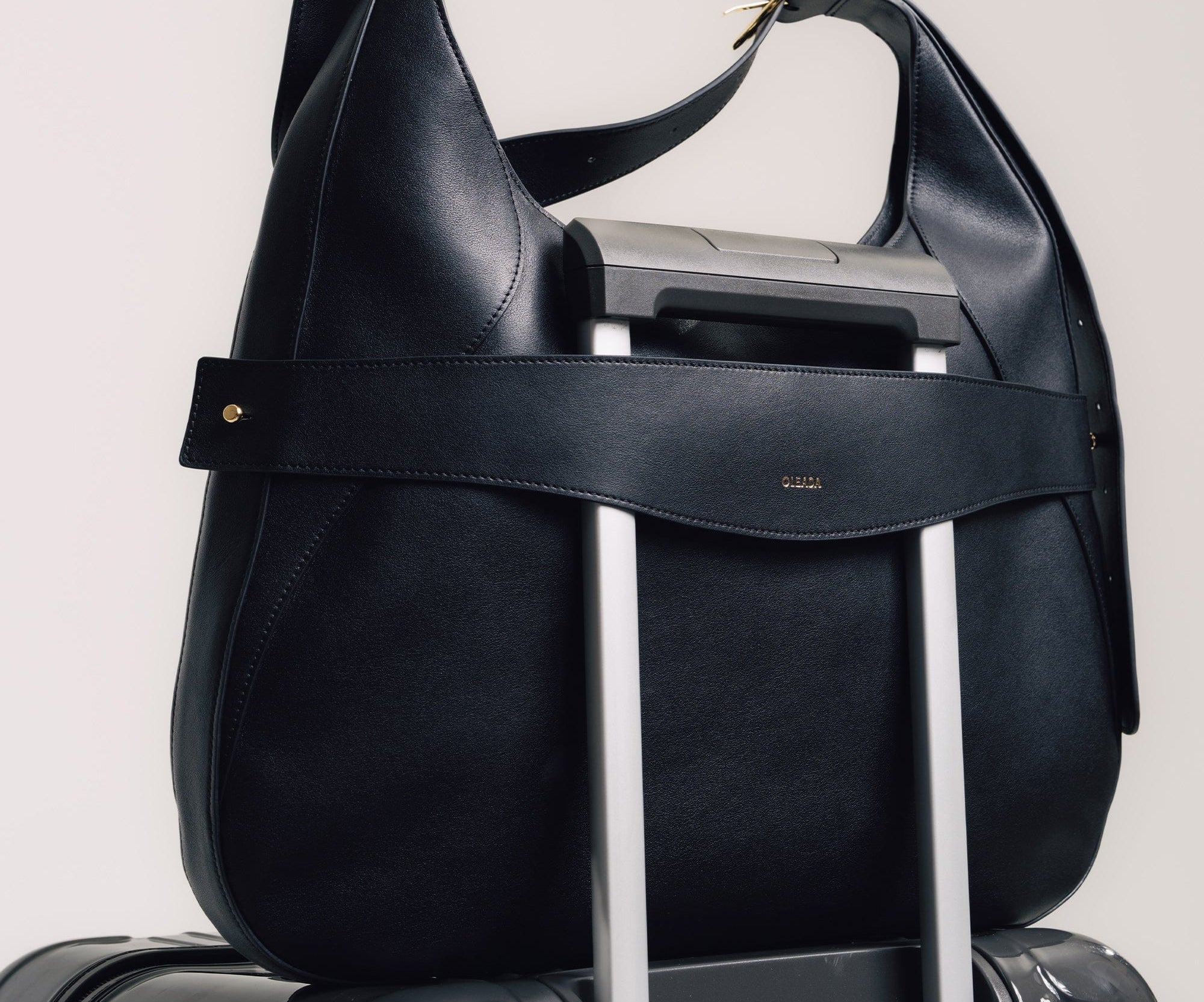 OLEADA NYC Hobo Bag > Leather Hobo Bag For Women > Mini Handbag > Convertible To Shoulder Bag > Fits 14" laptop> Color_Onyx Marina Hobo