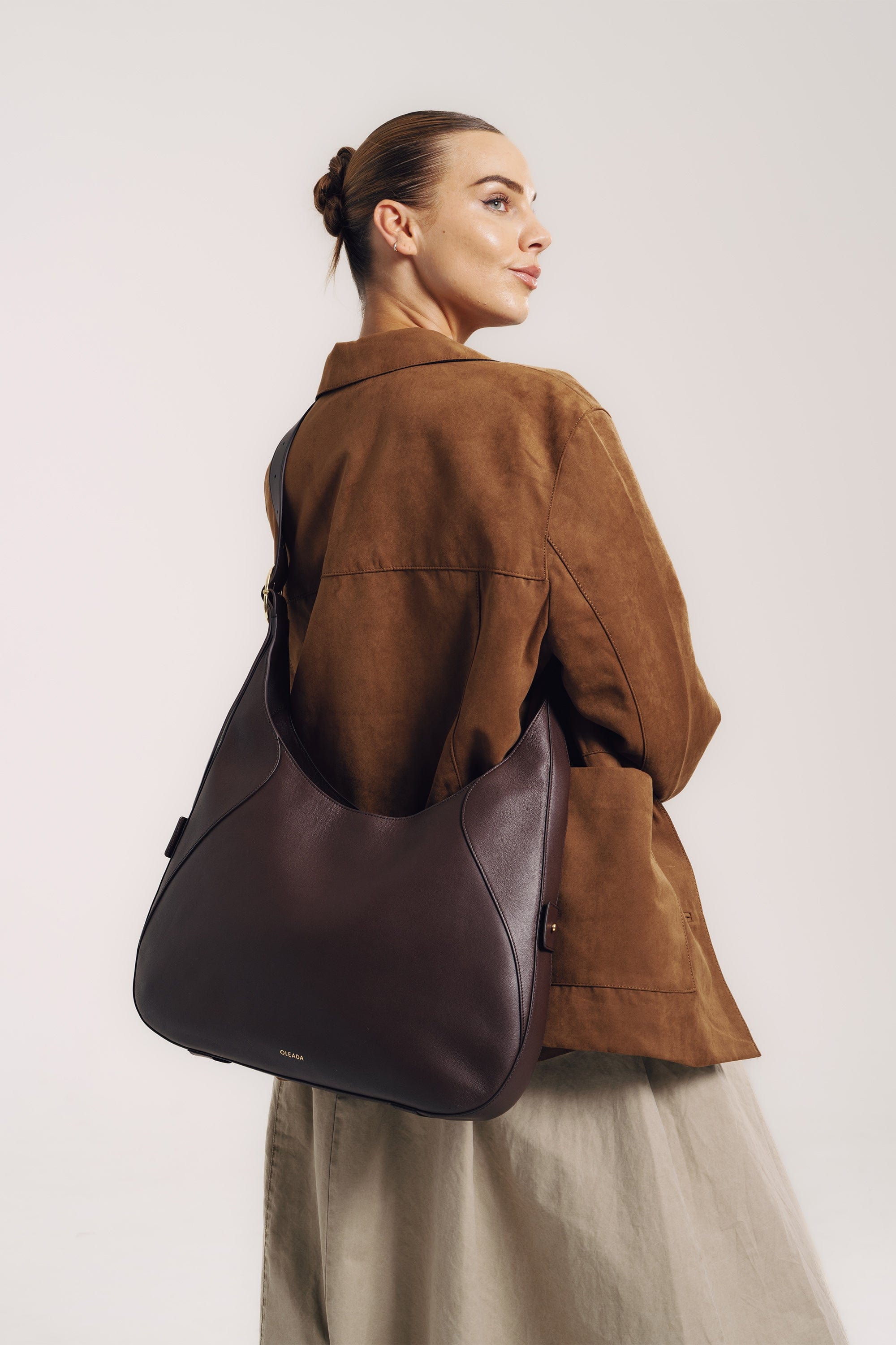OLEADA NYC Hobo Bag > Leather Hobo Bag For Women > Mini Handbag > Convertible To Shoulder Bag > Fits 14" laptop> Marina Hobo