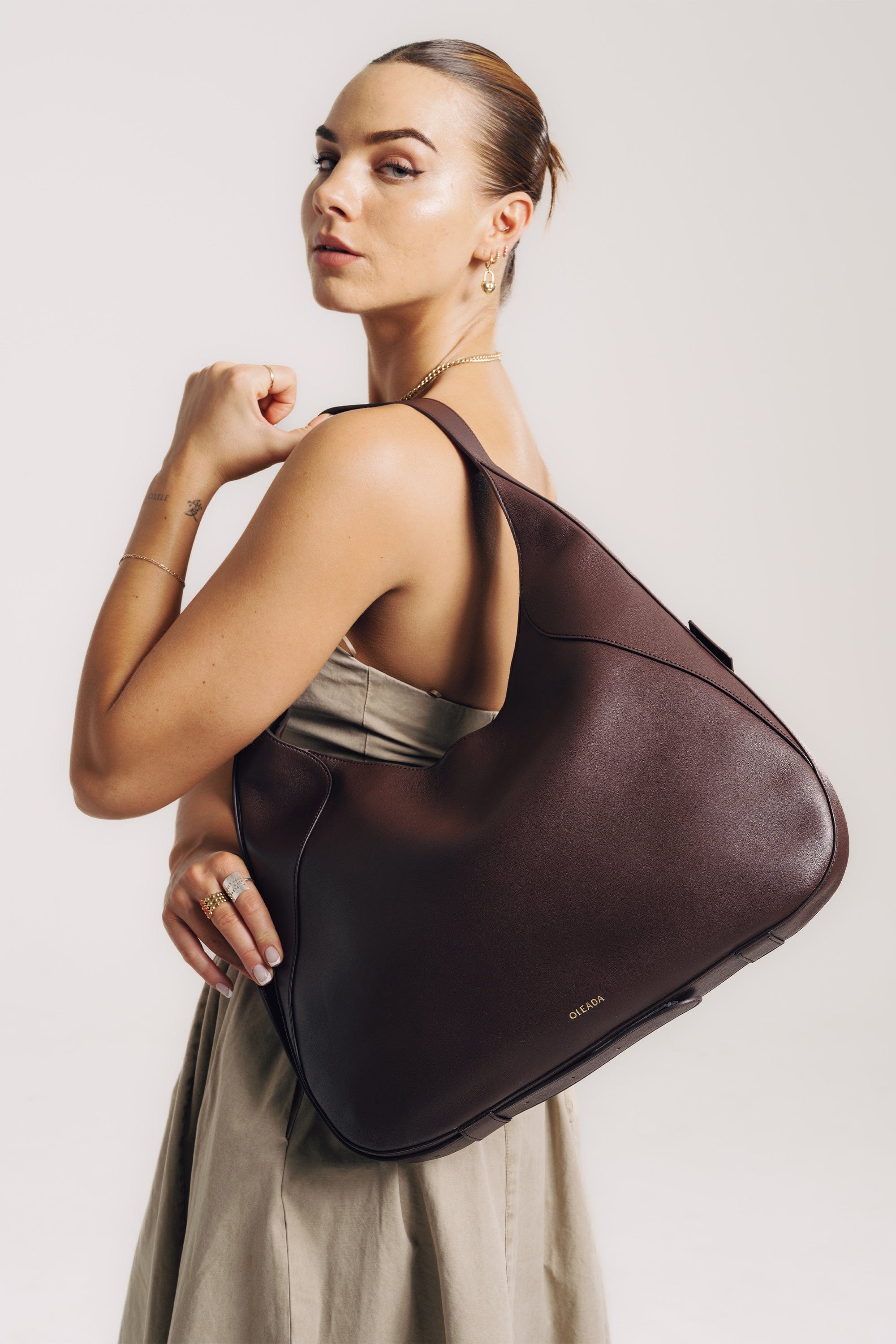 OLEADA NYC Hobo Bag > Leather Hobo Bag For Women > Mini Handbag > Convertible To Shoulder Bag > Fits 14" laptop> Marina Hobo