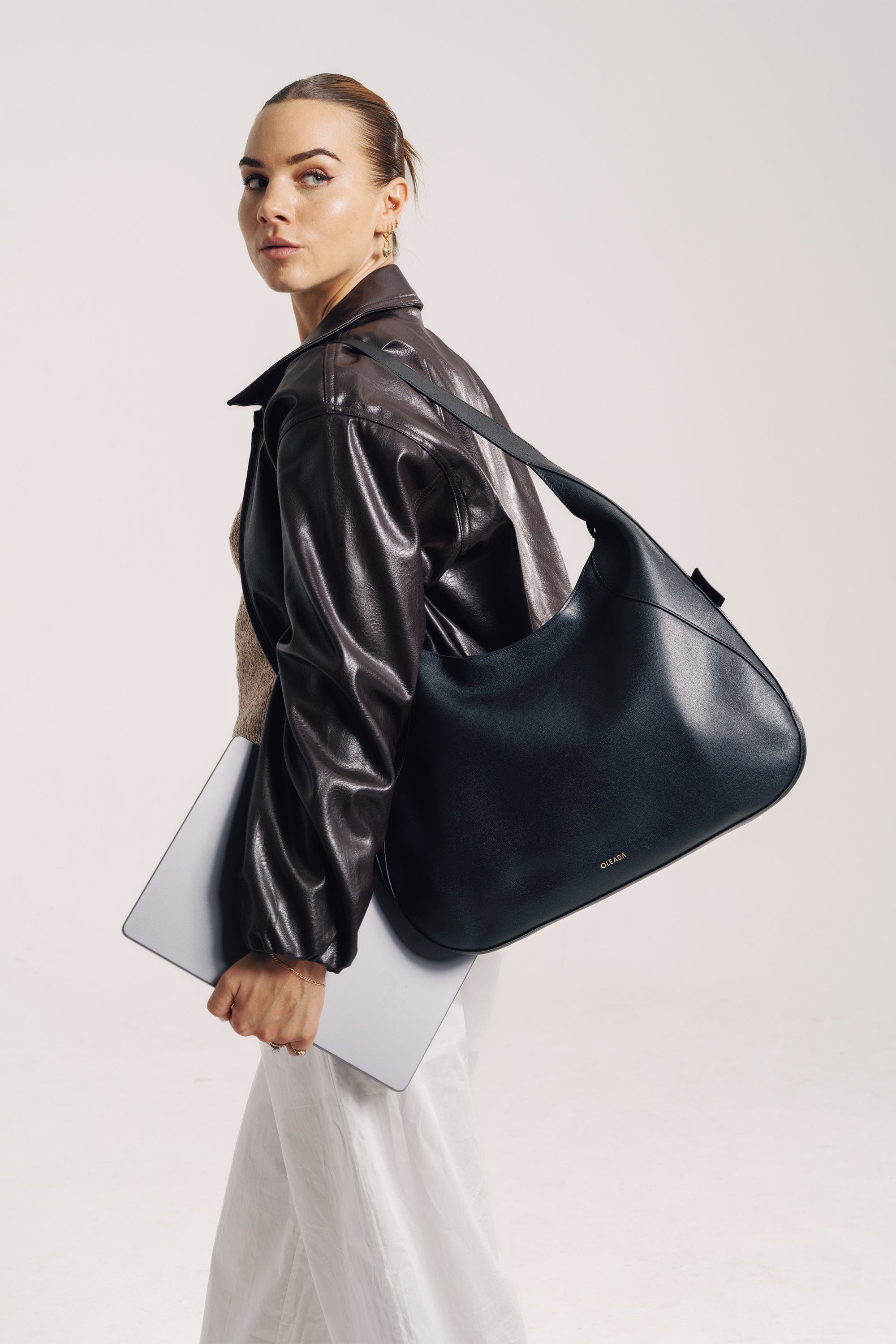 OLEADA NYC Hobo Bag > Leather Hobo Bag For Women > Mini Handbag > Convertible To Shoulder Bag > Fits 14" laptop> Marina Hobo