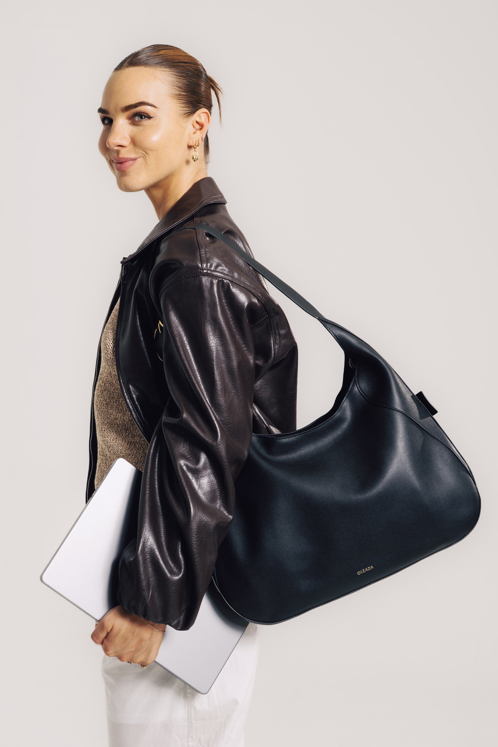 OLEADA NYC Hobo Bag > Leather Hobo Bag For Women > Mini Handbag > Convertible To Shoulder Bag > Fits 14" laptop> Marina Hobo