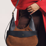 OLEADA NYC Hobo Bag > Leather Hobo Bag For Women > Mini Handbag > Convertible To Shoulder Bag > Fits iPad Pro> Color_Cinnamon Mini Marina Hobo