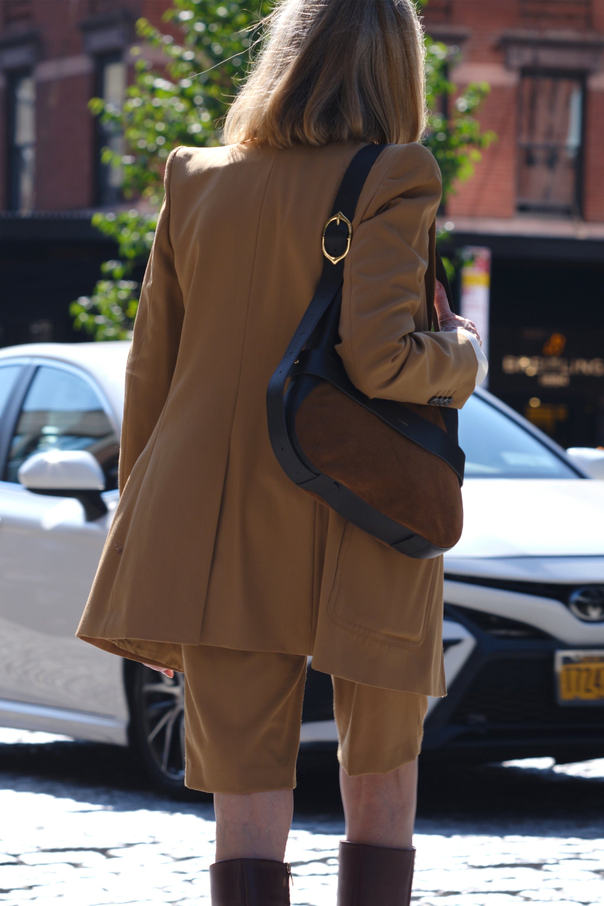 OLEADA NYC Hobo Bag > Leather Hobo Bag For Women > Mini Handbag > Convertible To Shoulder Bag > Fits iPad Pro> Color_Cinnamon Mini Marina Hobo