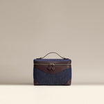 OLEADA NYC Leather Handbag > Women Work Bag > Top Handle Bag > Shoulder Bag > Mini Bag Color_CocoDenim Mini Anchor Bag Denim/Canvas