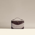 OLEADA NYC Leather Handbag > Women Work Bag > Top Handle Bag > Shoulder Bag > Mini Bag Color_Espresso Mini Anchor Bag Denim/Canvas