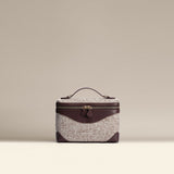 OLEADA NYC Leather Handbag > Women Work Bag > Top Handle Bag > Shoulder Bag > Mini Bag Color_Espresso Mini Anchor Bag Denim/Canvas