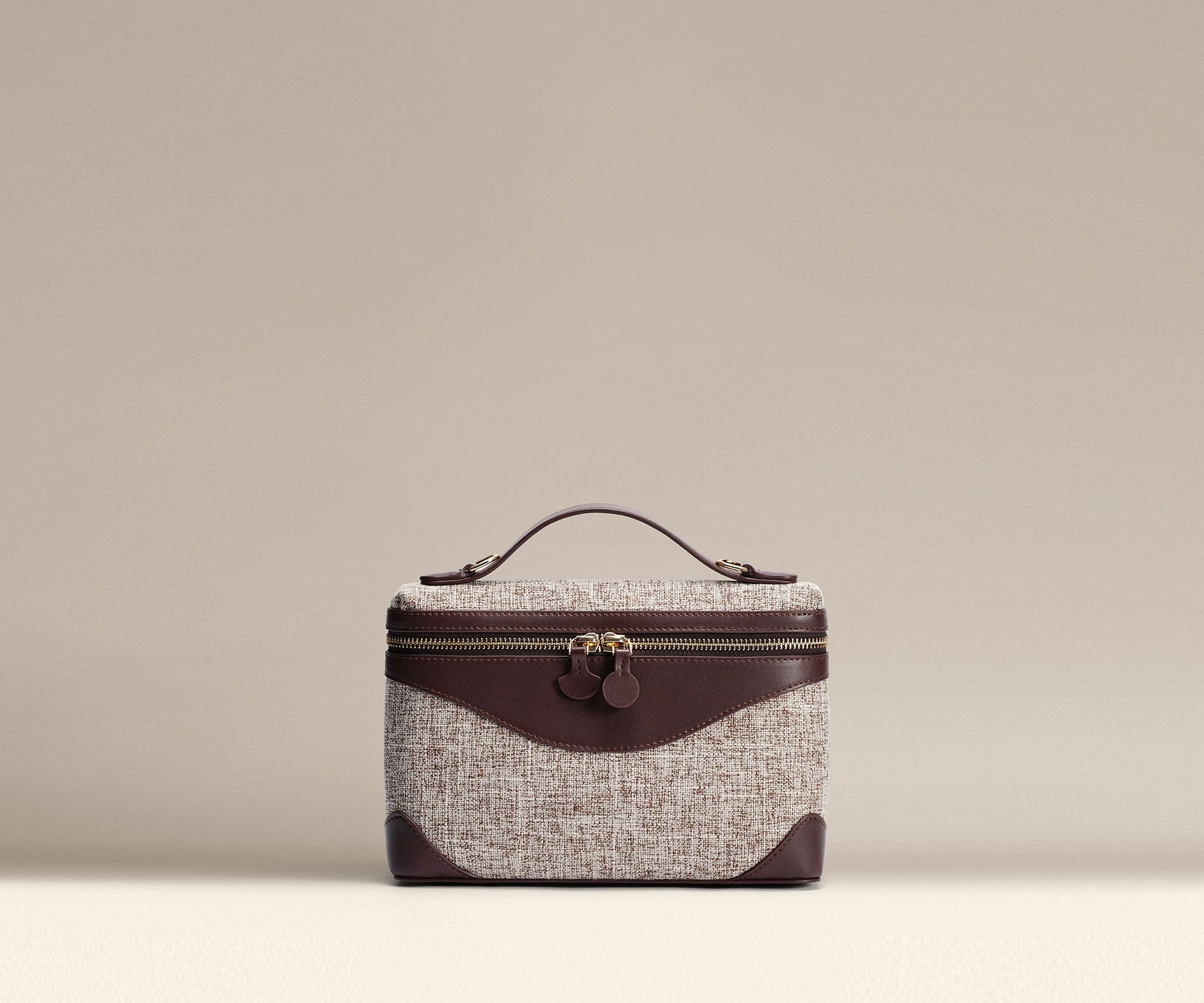 OLEADA NYC Leather Handbag > Women Work Bag > Top Handle Bag > Shoulder Bag > Mini Bag Color_Espresso Mini Anchor Bag Denim/Canvas