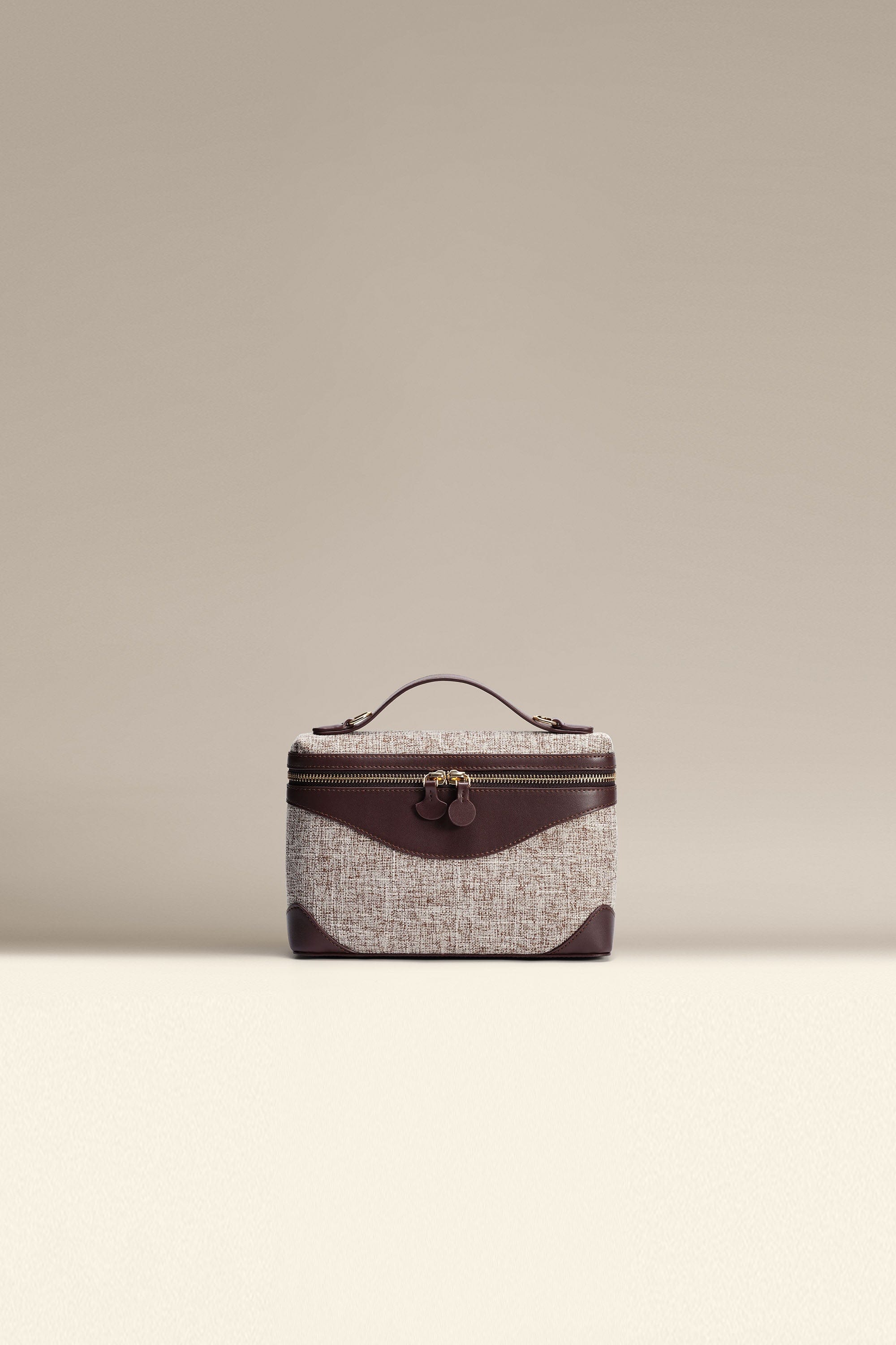 OLEADA NYC Leather Handbag > Women Work Bag > Top Handle Bag > Shoulder Bag > Mini Bag Color_Espresso Mini Anchor Bag Denim/Canvas