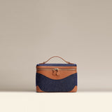 OLEADA NYC Leather Handbag > Women Work Bag > Top Handle Bag > Shoulder Bag > Mini Bag Color_NutsDenim Mini Anchor Bag Denim/Canvas