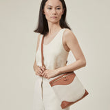 OLEADA NYC Leather Handbag > Women Work Bag > Top Handle Bag > Shoulder Bag > Mini Bag Color_SAND Anchor Bag