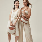 OLEADA NYC Leather Handbag > Women Work Bag > Top Handle Bag > Shoulder Bag > Mini Bag Color_SAND Anchor Bag