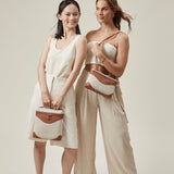 OLEADA NYC Leather Handbag > Women Work Bag > Top Handle Bag > Shoulder Bag > Mini Bag Color_SAND Anchor Bag