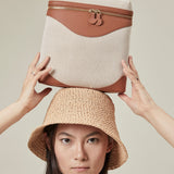 OLEADA NYC Leather Handbag > Women Work Bag > Top Handle Bag > Shoulder Bag > Mini Bag Color_SAND Anchor Bag