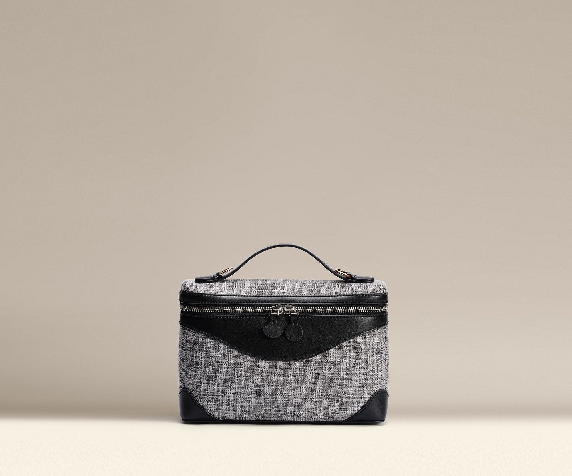 OLEADA NYC Leather Handbag > Women Work Bag > Top Handle Bag > Shoulder Bag > Mini Bag Color_Truffle Mini Anchor Bag Denim/Canvas