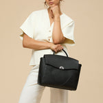 OLEADA NYC Leather Women Work Bag > Convertible To Business Backpack Bag > 14 Inch Laptop Bag > Crossbody Shoulder Bag > Luxury Travel Backpack Color_Caviar Wavia Bag Plus Vegan Limited Edition