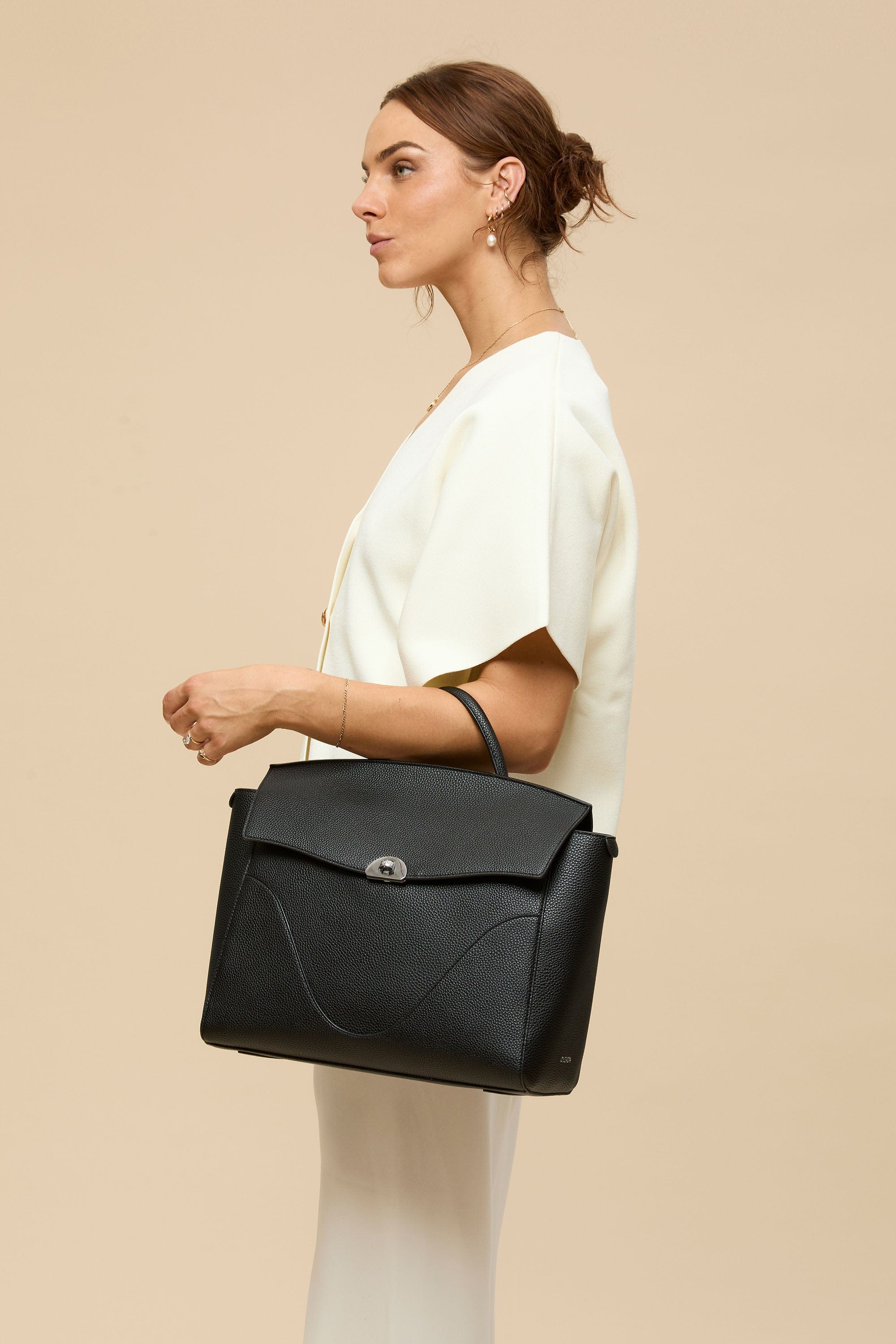 OLEADA NYC Leather Women Work Bag > Convertible To Business Backpack Bag > 14 Inch Laptop Bag > Crossbody Shoulder Bag > Luxury Travel Backpack Color_Caviar Wavia Bag Plus Vegan Limited Edition