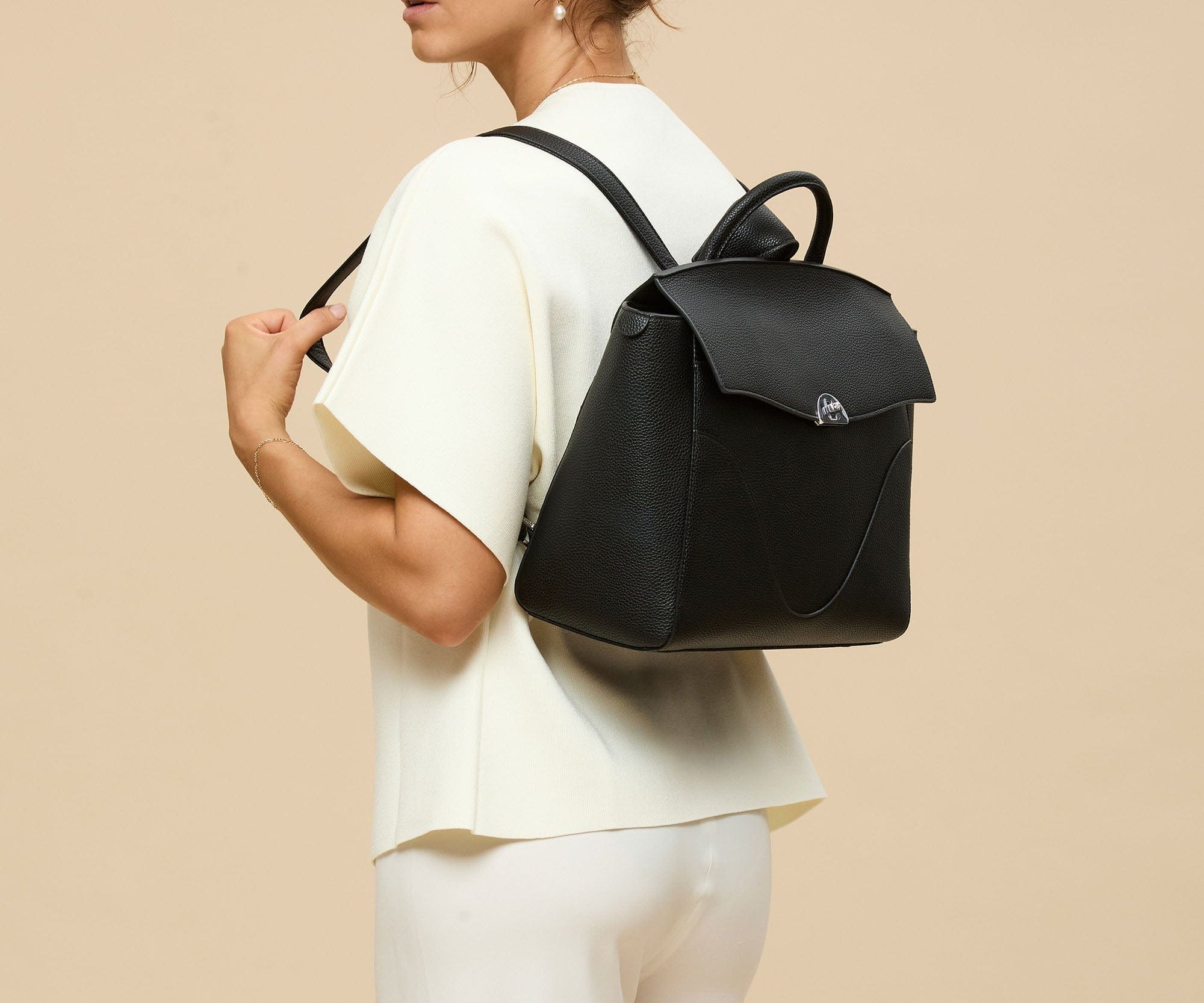 OLEADA NYC Leather Women Work Bag > Convertible To Business Backpack Bag > 14 Inch Laptop Bag > Crossbody Shoulder Bag > Luxury Travel Backpack Color_Caviar Wavia Bag Plus Vegan Limited Edition