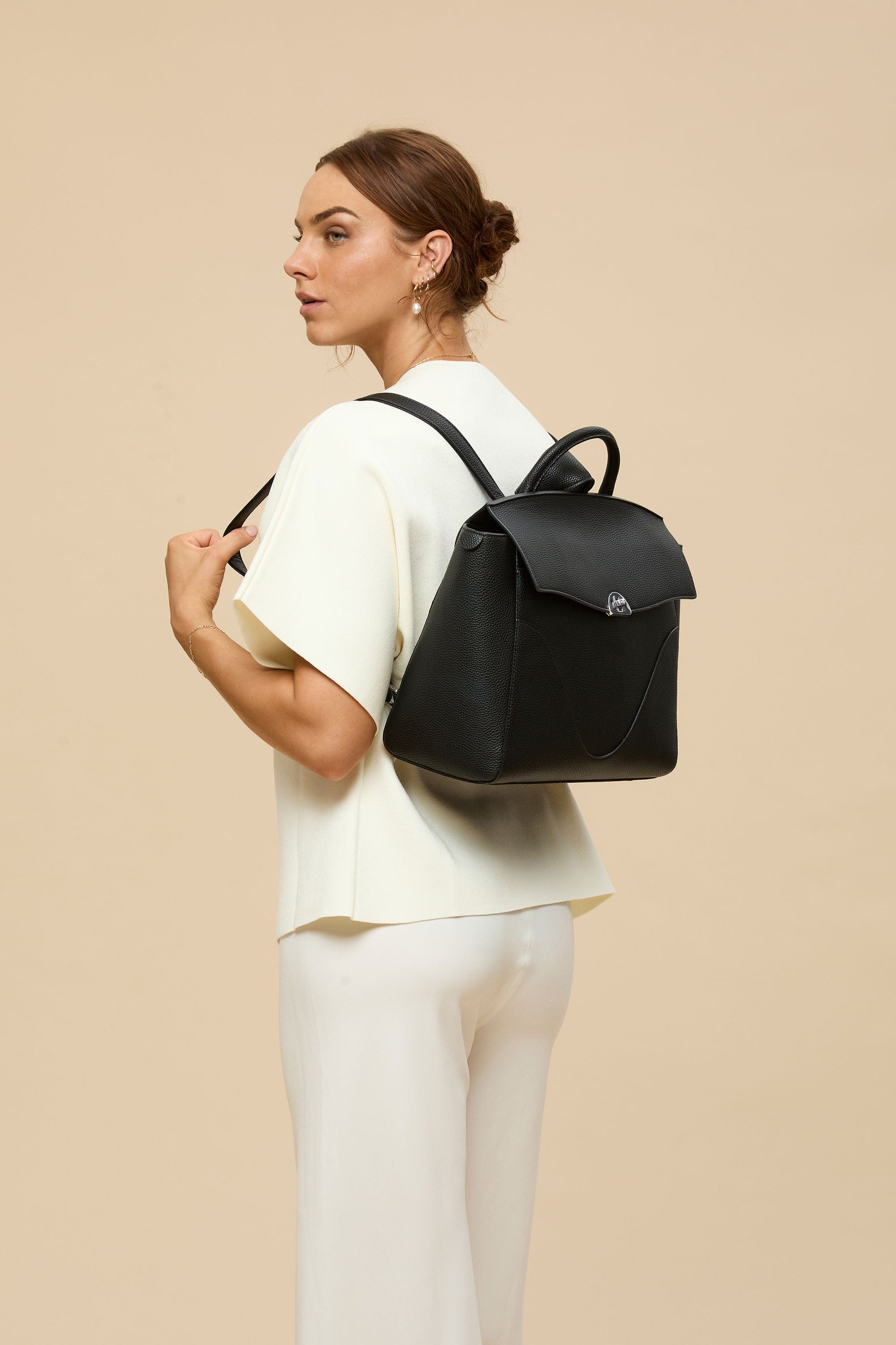 OLEADA NYC Leather Women Work Bag > Convertible To Business Backpack Bag > 14 Inch Laptop Bag > Crossbody Shoulder Bag > Luxury Travel Backpack Color_Caviar Wavia Bag Plus Vegan Limited Edition