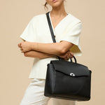OLEADA NYC Leather Women Work Bag > Convertible To Business Backpack Bag > 14 Inch Laptop Bag > Crossbody Shoulder Bag > Luxury Travel Backpack Color_Caviar Wavia Bag Plus Vegan Limited Edition