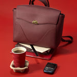 OLEADA NYC Leather Women Work Bag > Convertible To Business Backpack Bag > 14 Inch Laptop Bag > Crossbody Shoulder Bag > Luxury Travel Backpack Color_Scarlet Wavia Bag Plus