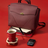 OLEADA NYC Leather Women Work Bag > Convertible To Business Backpack Bag > 14 Inch Laptop Bag > Crossbody Shoulder Bag > Luxury Travel Backpack Color_Scarlet Wavia Bag Plus