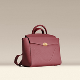 OLEADA NYC Leather Women Work Bag > Convertible To Business Backpack Bag > 14 Inch Laptop Bag > Crossbody Shoulder Bag > Luxury Travel Backpack Color_Scarlet Wavia Bag Plus