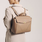 OLEADA NYC Leather Women Work Bag > Convertible To Business Backpack Bag > 14 Inch Laptop Bag > Crossbody Shoulder Bag > Luxury Travel Backpack Wavia Bag Plus