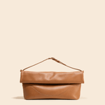OLEADA NYC Shoulder Bag > Leather Shoulder Bag For Women > Leather Handbag > Convertible To Handbag > Fits 14" laptop> Color_Cognac Marina Foldover Bag