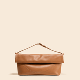 OLEADA NYC Shoulder Bag > Leather Shoulder Bag For Women > Leather Handbag > Convertible To Handbag > Fits 14" laptop> Color_Cognac Marina Foldover Bag
