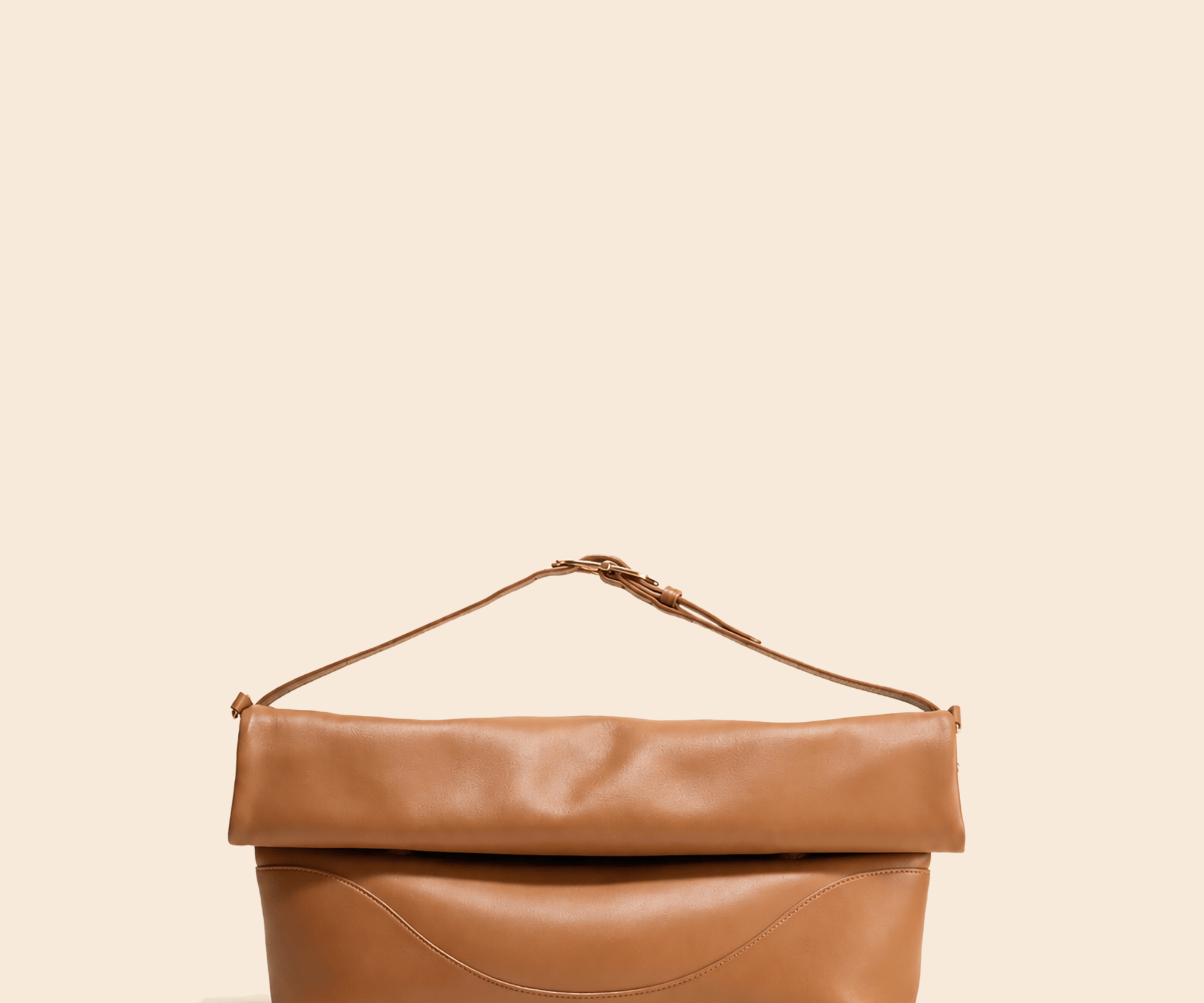 OLEADA NYC Shoulder Bag > Leather Shoulder Bag For Women > Leather Handbag > Convertible To Handbag > Fits 14" laptop> Color_Cognac Marina Foldover Bag
