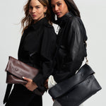OLEADA NYC Shoulder Bag > Leather Shoulder Bag For Women > Leather Handbag > Convertible To Handbag > Fits 14" laptop> Marina Foldover Bag