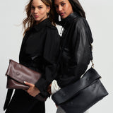 OLEADA NYC Shoulder Bag > Leather Shoulder Bag For Women > Leather Handbag > Convertible To Handbag > Fits 14" laptop> Marina Foldover Bag