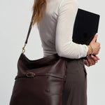 OLEADA NYC Shoulder Bag > Leather Shoulder Bag For Women > Leather Handbag > Convertible To Handbag > Fits 14" laptop> Marina Foldover Bag