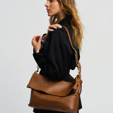 OLEADA NYC Shoulder Bag > Leather Shoulder Bag For Women > Leather Handbag > Convertible To Handbag > Fits 14" laptop> Marina Foldover Bag