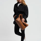OLEADA NYC Shoulder Bag > Leather Shoulder Bag For Women > Leather Handbag > Convertible To Handbag > Fits 14" laptop> Marina Foldover Bag