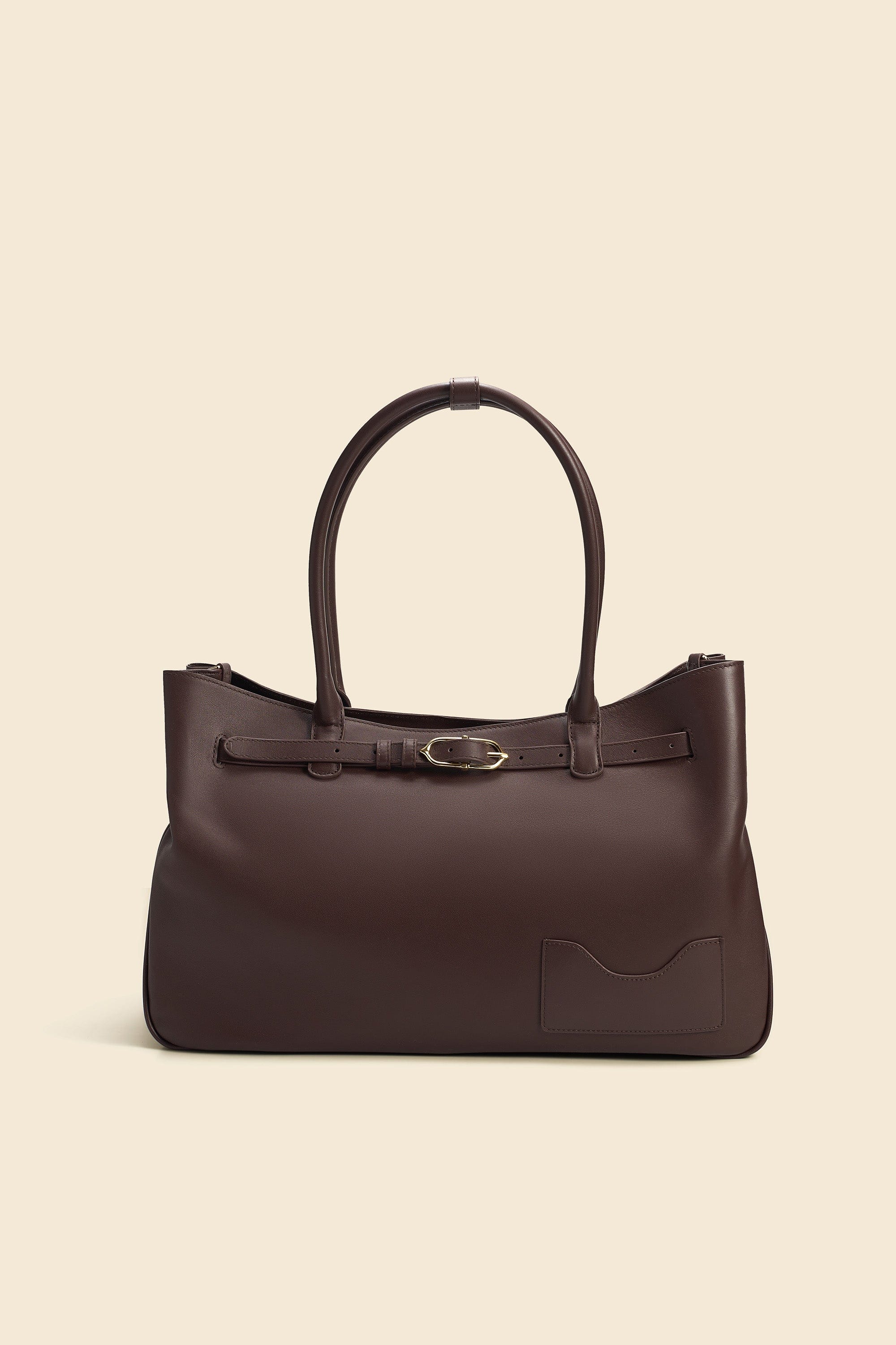 OLEADA NYC Tote Bag > Leather Tote Bag For Women > Mini Handbag > Convertible To Shoulder Bag > Fits 14" laptop> Color_Chocolate Marina Tote