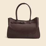 OLEADA NYC Tote Bag > Leather Tote Bag For Women > Mini Handbag > Convertible To Shoulder Bag > Fits 14" laptop> Color_Chocolate Marina Tote