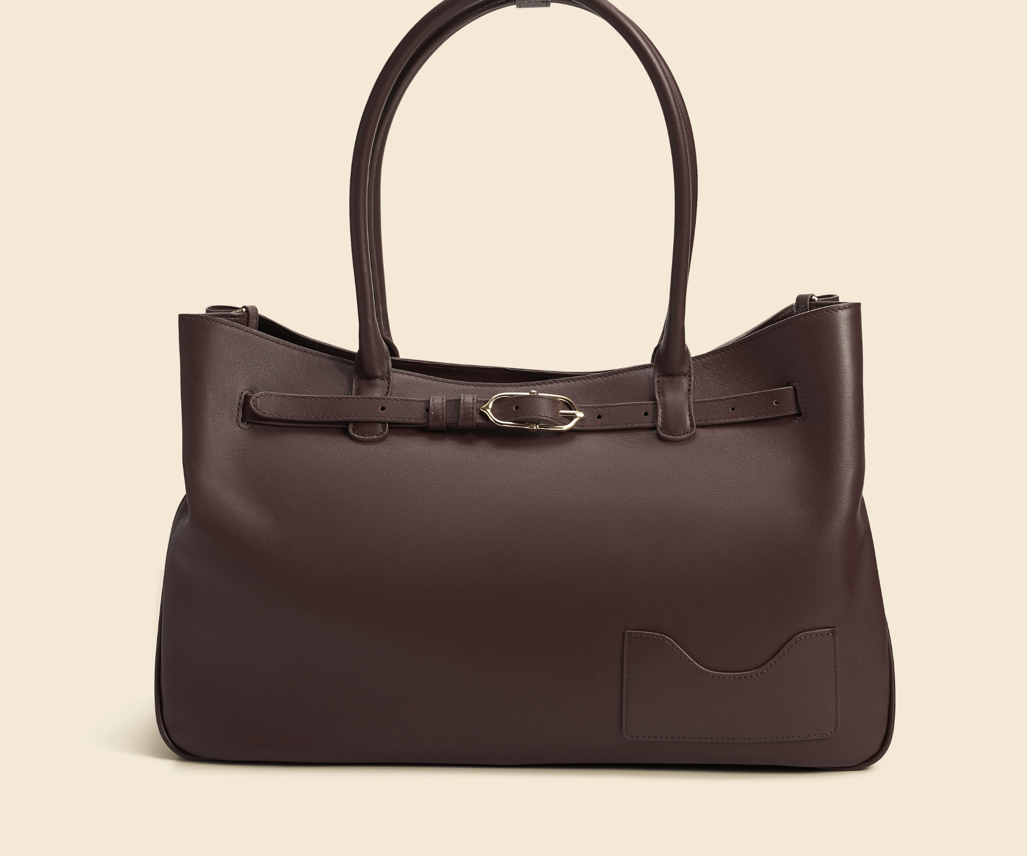 OLEADA NYC Tote Bag > Leather Tote Bag For Women > Mini Handbag > Convertible To Shoulder Bag > Fits 14" laptop> Color_Chocolate Marina Tote