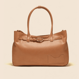 OLEADA NYC Tote Bag > Leather Tote Bag For Women > Mini Handbag > Convertible To Shoulder Bag > Fits 14" laptop> Color_Cognac Marina Tote