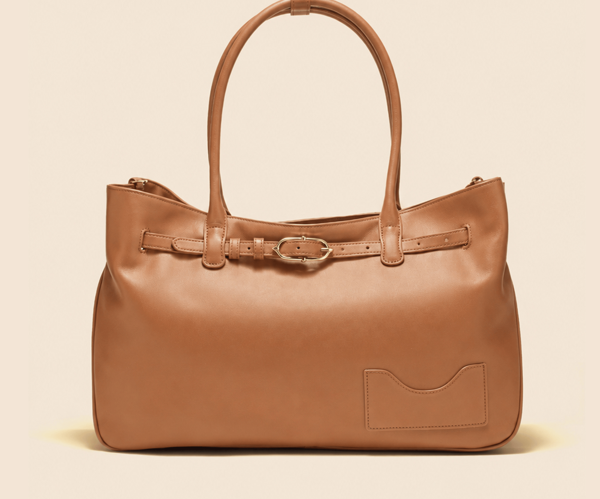 OLEADA NYC Tote Bag > Leather Tote Bag For Women > Mini Handbag > Convertible To Shoulder Bag > Fits 14" laptop> Color_Cognac Marina Tote
