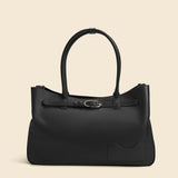 OLEADA NYC Tote Bag > Leather Tote Bag For Women > Mini Handbag > Convertible To Shoulder Bag > Fits 14" laptop> Color_Onyx Marina Tote
