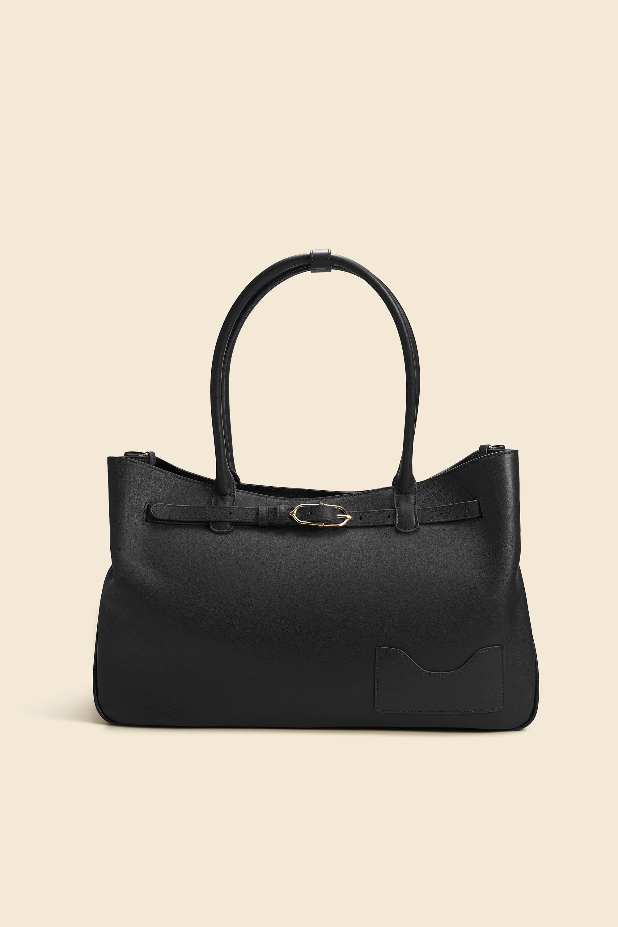 OLEADA NYC Tote Bag > Leather Tote Bag For Women > Mini Handbag > Convertible To Shoulder Bag > Fits 14" laptop> Color_Onyx Marina Tote